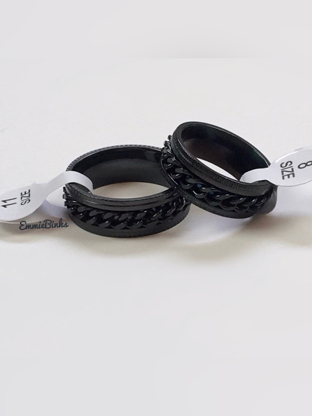 💥3/$28 New Unisex Midnight Black Spinner Ring ~ Anxiety Fidget Ring Jewelry